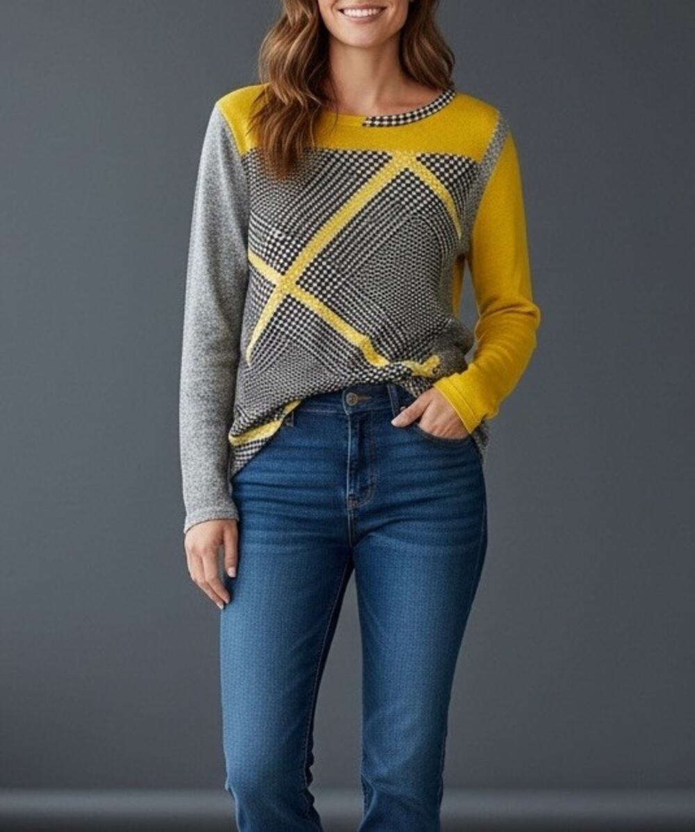 Pashma Cashmere Silk Spring Yellow Long Sleeve Lightweight Quiet Lux Sweater L